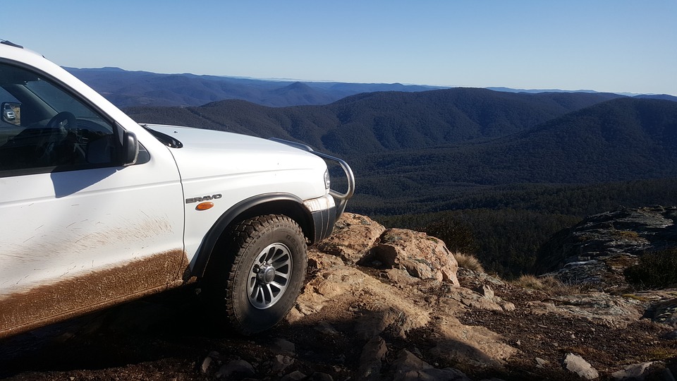 ute in a cliff